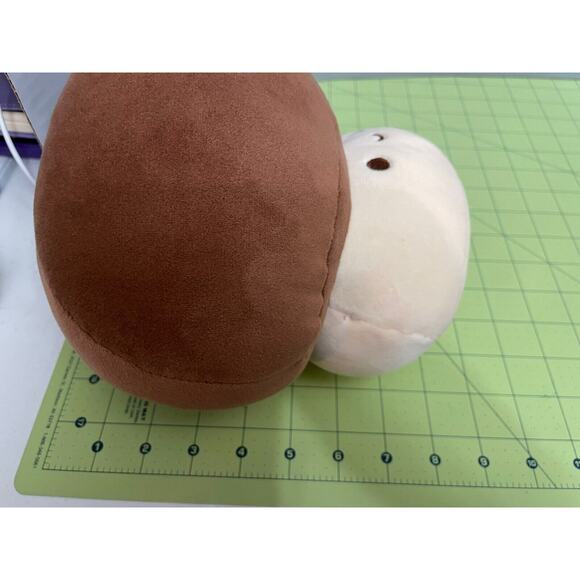 Mushroom Plush Brown Tan Cute Kawaii Face 8”x 8” Pillow Soft Stuffed Toy - Picture 5 of 6